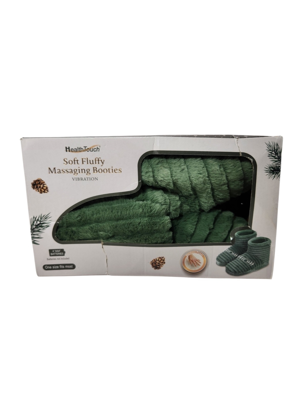 HealthTouch Soft Fluffy Massaging Booties - Green